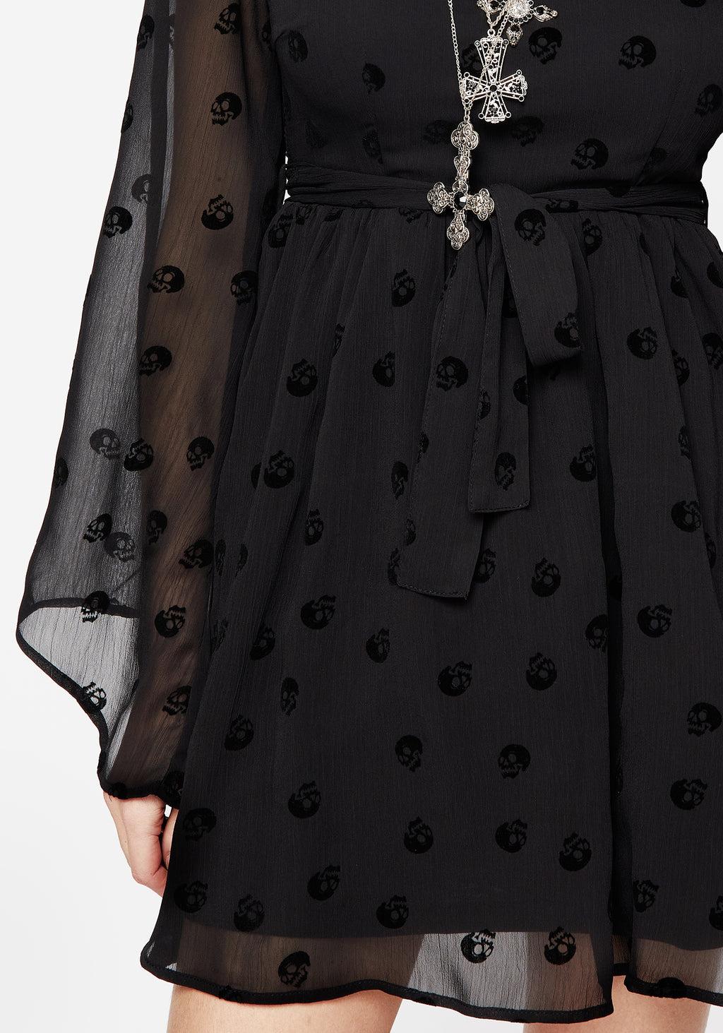 Bones Flocked Chiffon Mini Dress Product Image