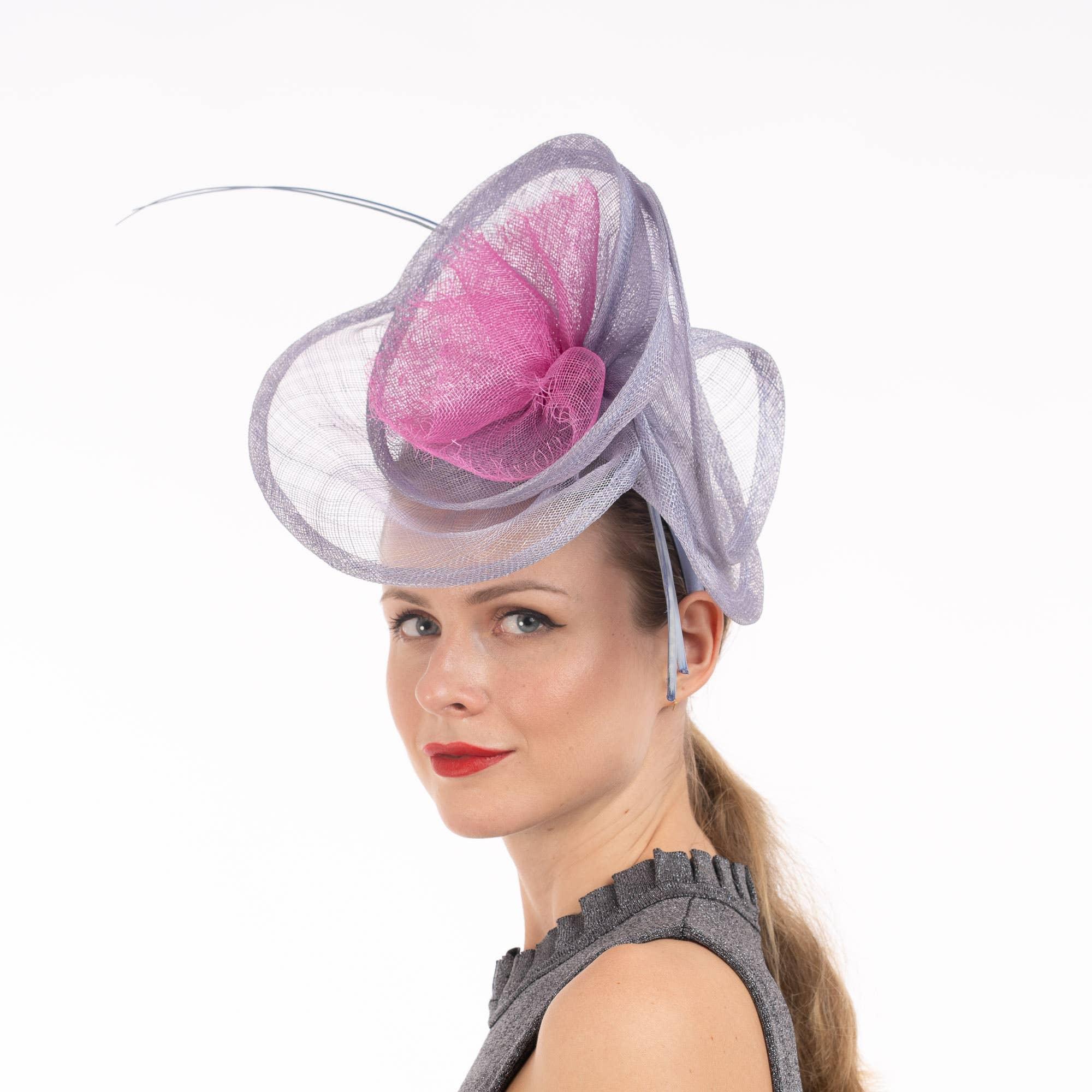 2Tone Sinamay Fascinator With 2 Quill Stick Feathers Product Image