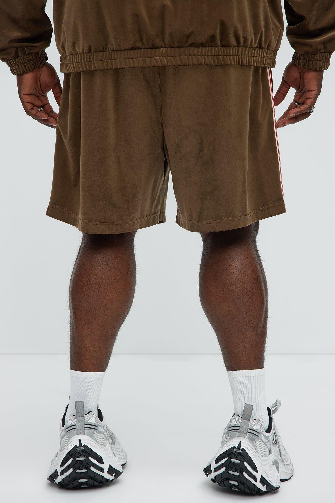 Like You Do Velour Relaxed Shorts - Brown Product Image