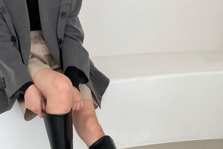 Faux-Leather Zip-Up Tall Boots Product Image