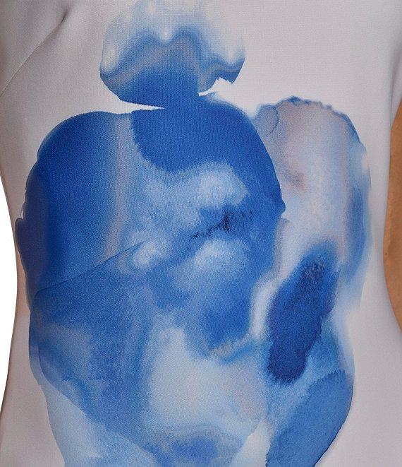 Donna Karan Sleeveless Floral Print Scuba Sheath Dress Product Image