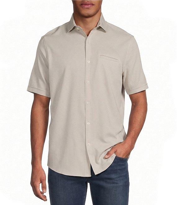Murano Solid Texture Short Sleeve Woven Shirt Product Image