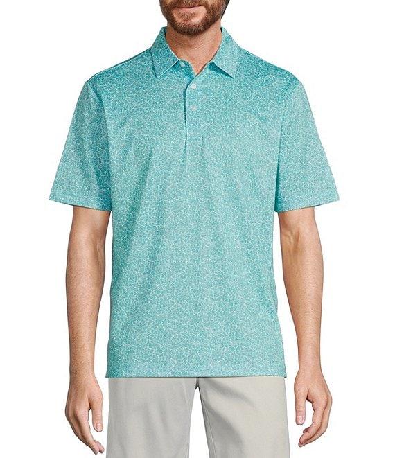 Roundtree & Yorke Performance Short Sleeve Outline Floral Print Polo Shirt Product Image