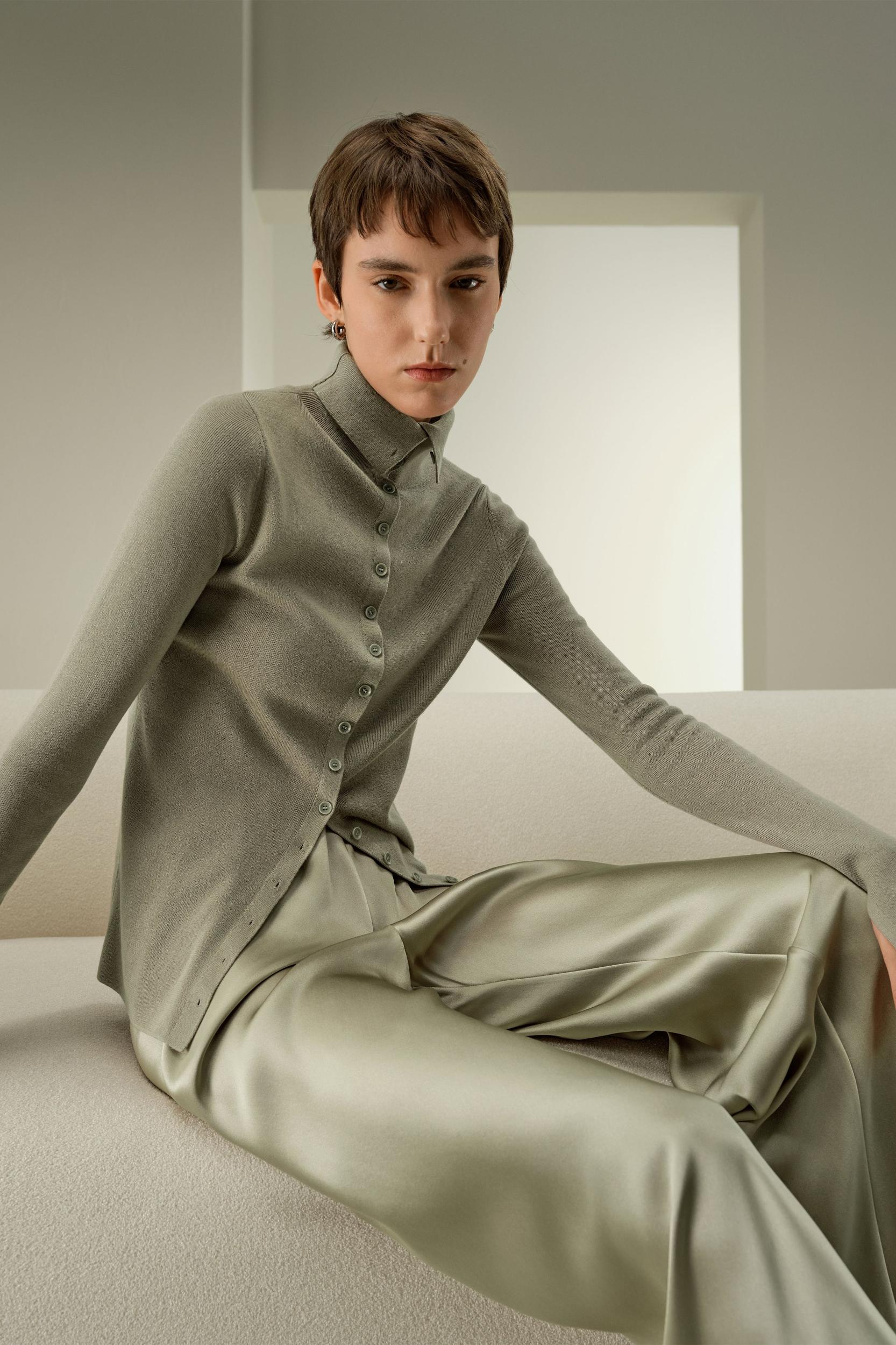 Slim Fit Silk Cashmere Sweater Product Image