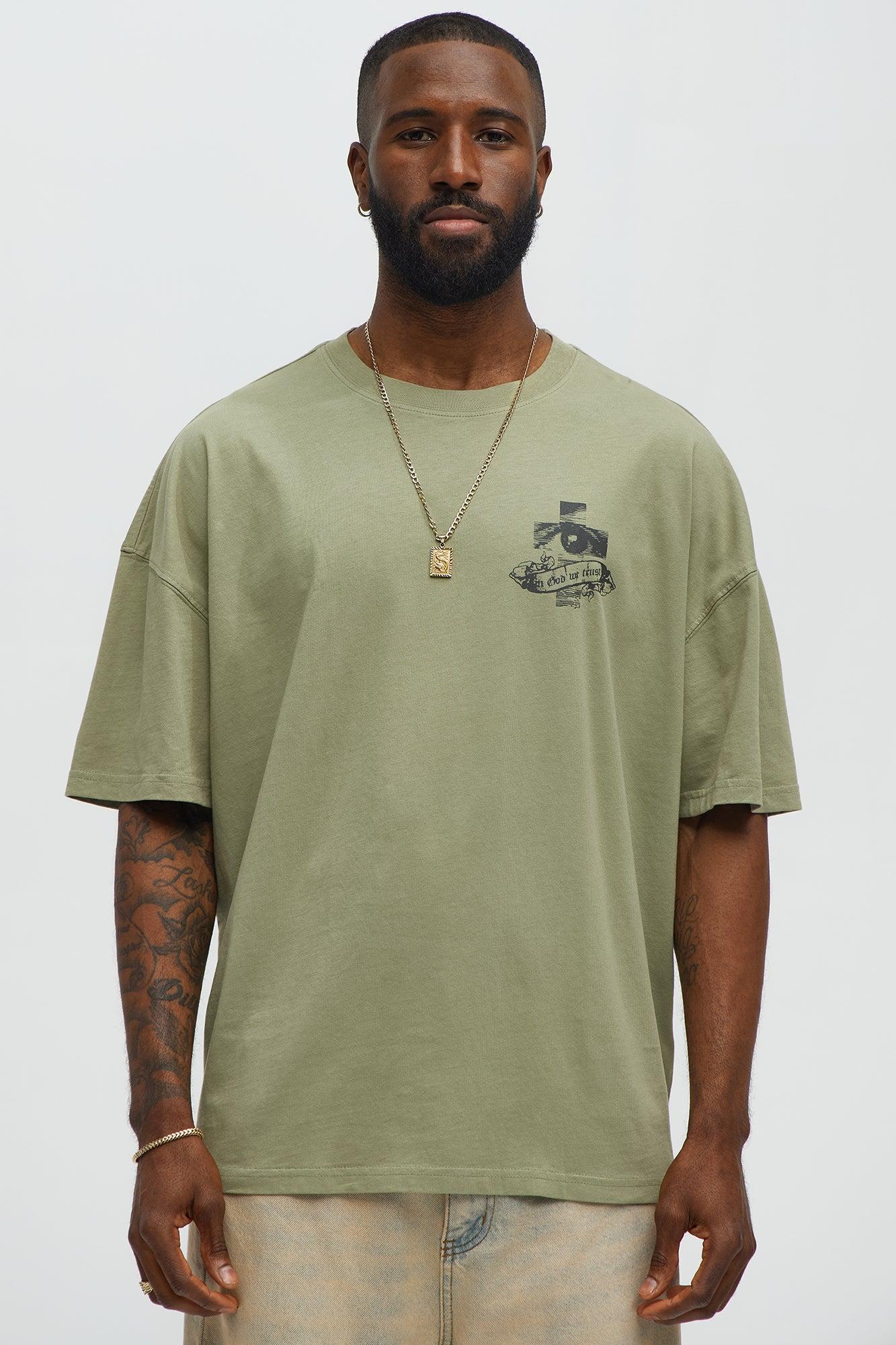 Faith Over Fear Oversized Short Sleeve Tee - Olive Product Image