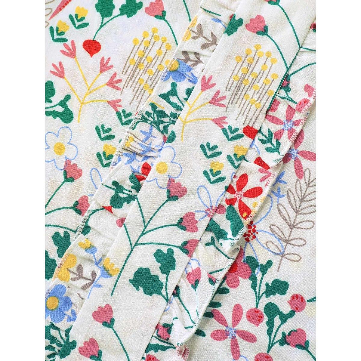 Plus Size Originalwhite Sweet Floral Print Print Pleated Front Blouse Women Short sleeve Round Neck Everyday-Elegant Blouses BloomChic 26/4X Product Image