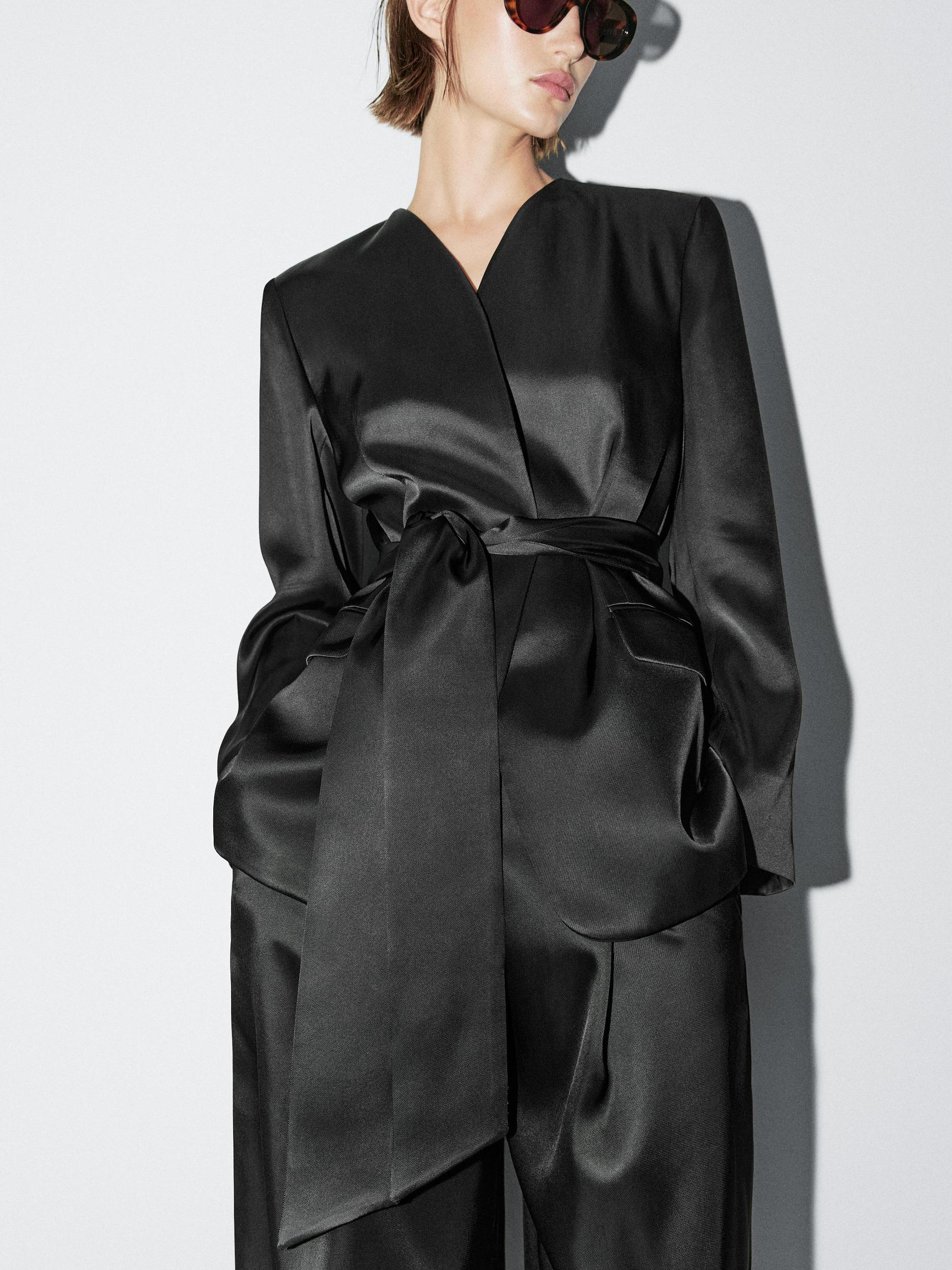 Satin blazer with scarf detail - STUDIO Product Image