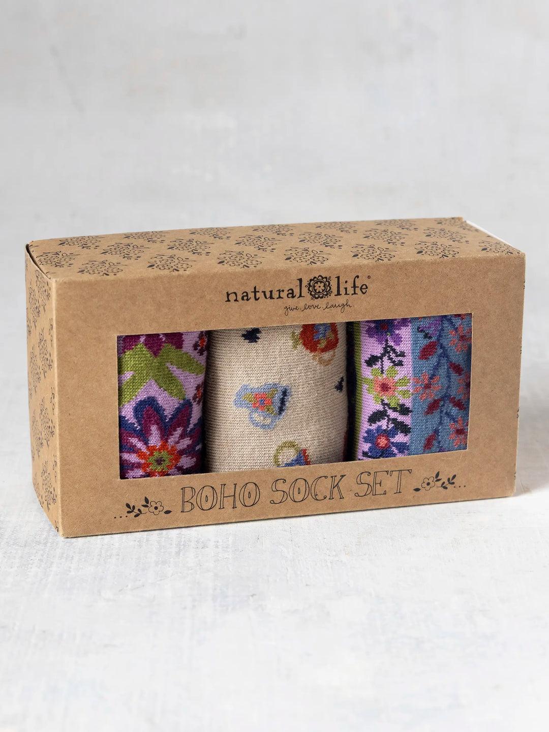 Boxed Boho Sock Set, Set of 3 Product Image