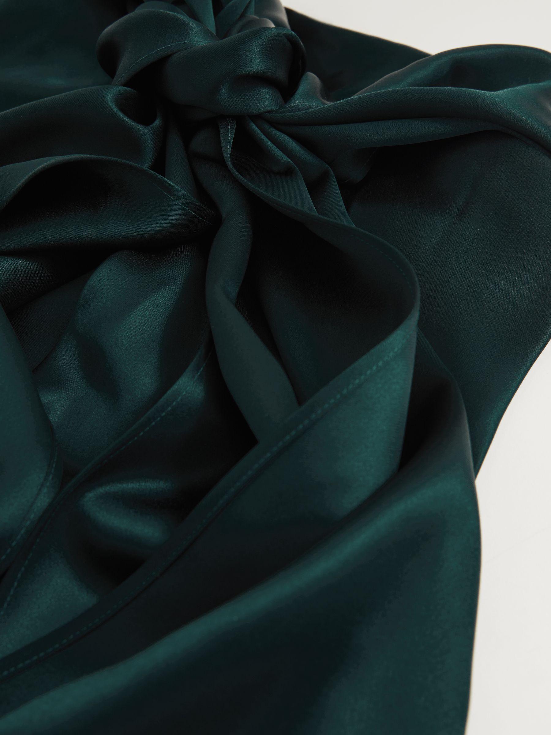 Satin Cape-Sash Jumpsuit in Teal Green Product Image