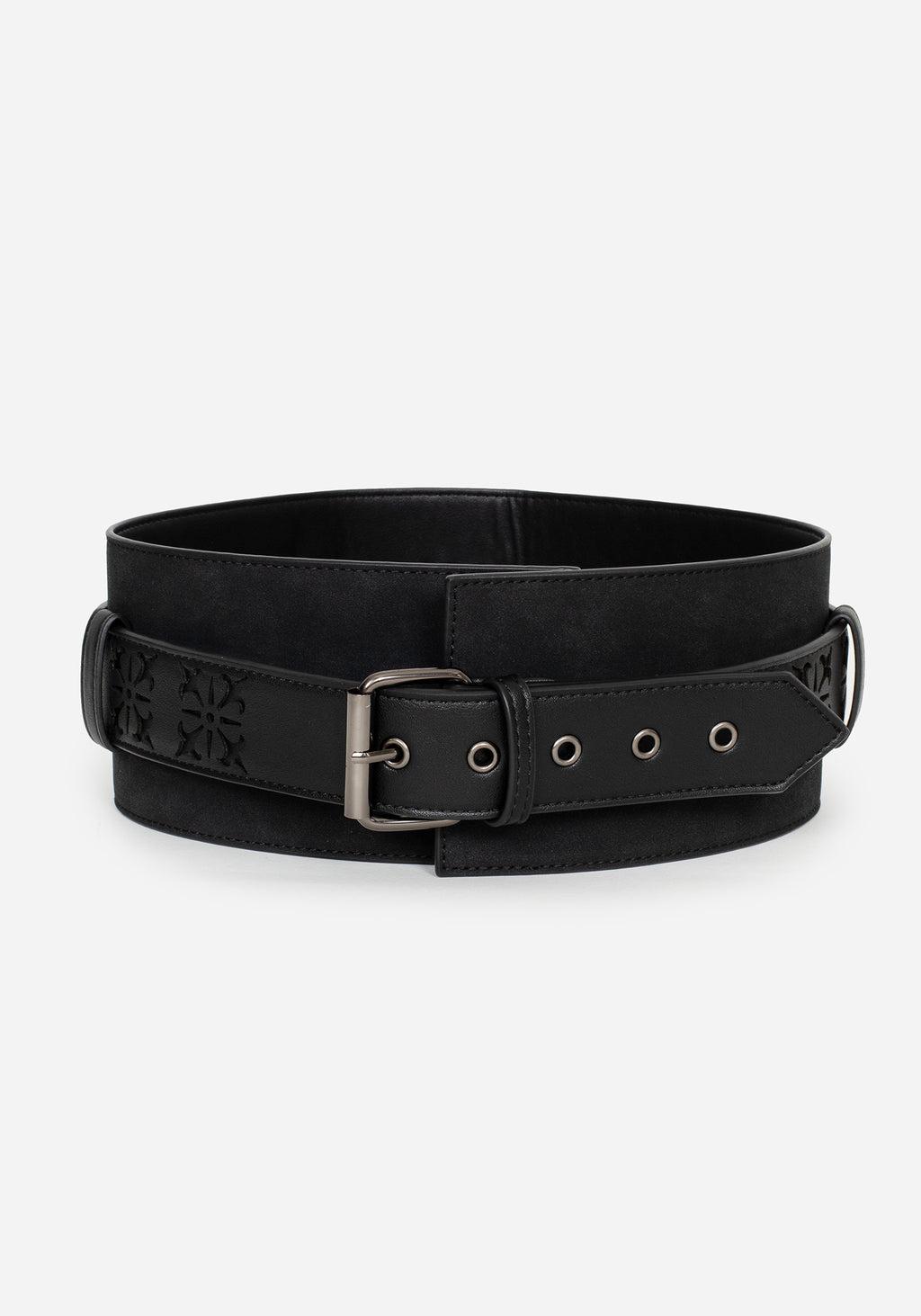 Eugenia Cross Cut Out Detail Faux Suede Waist Belt Product Image