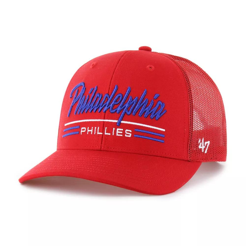 Men's '47 Red Philadelphia Phillies Garner Trucker Adjustable Hat Product Image