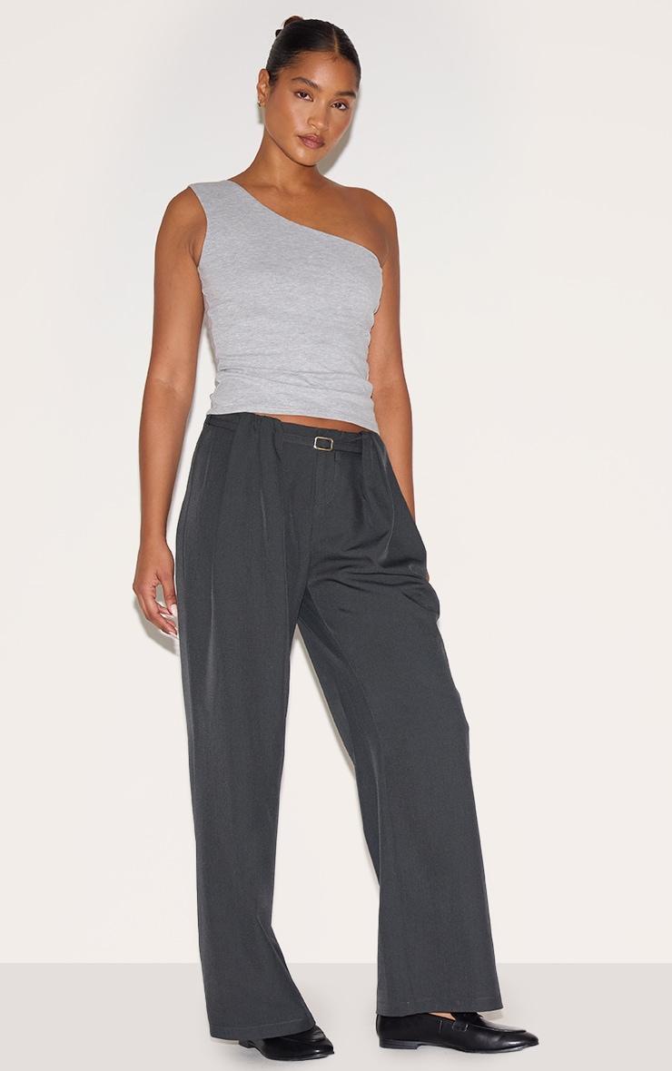  Grey Marl Sleeveless One Shoulder Top Product Image