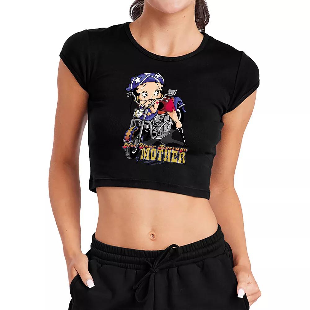 Women's Betty Boop Not Your Average Mother Crop Graphic Tee,  Product Image