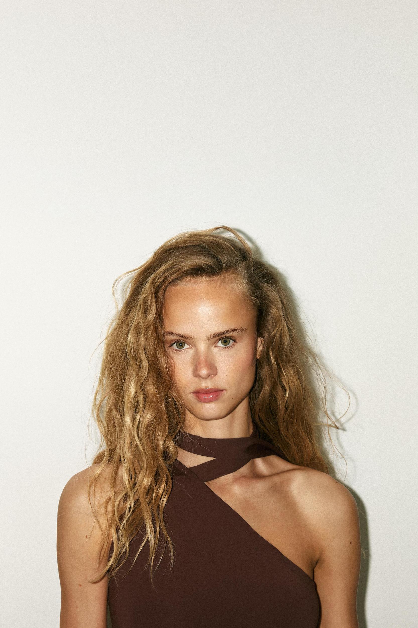 ASYMMETRIC POLYAMIDE BODYSUIT WITH SCARF Product Image