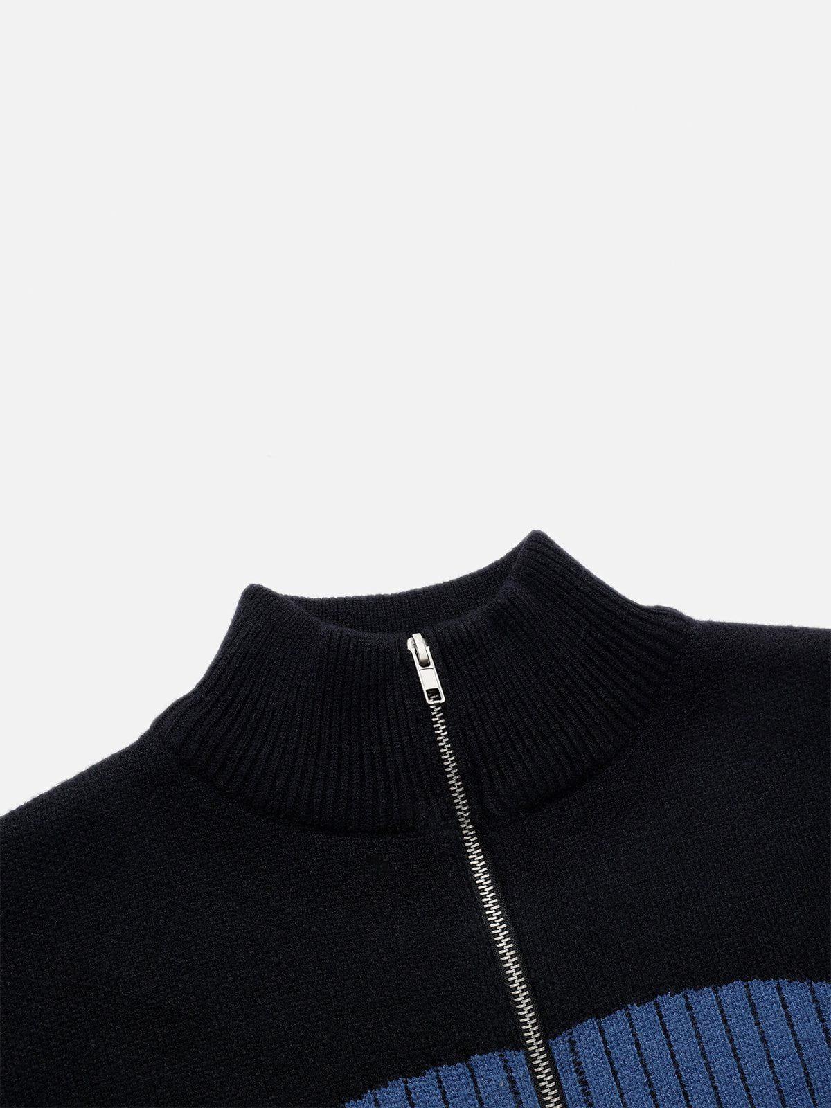 Aelfric Eden Color Blocking Stripe Turtleneck Cardigan Product Image