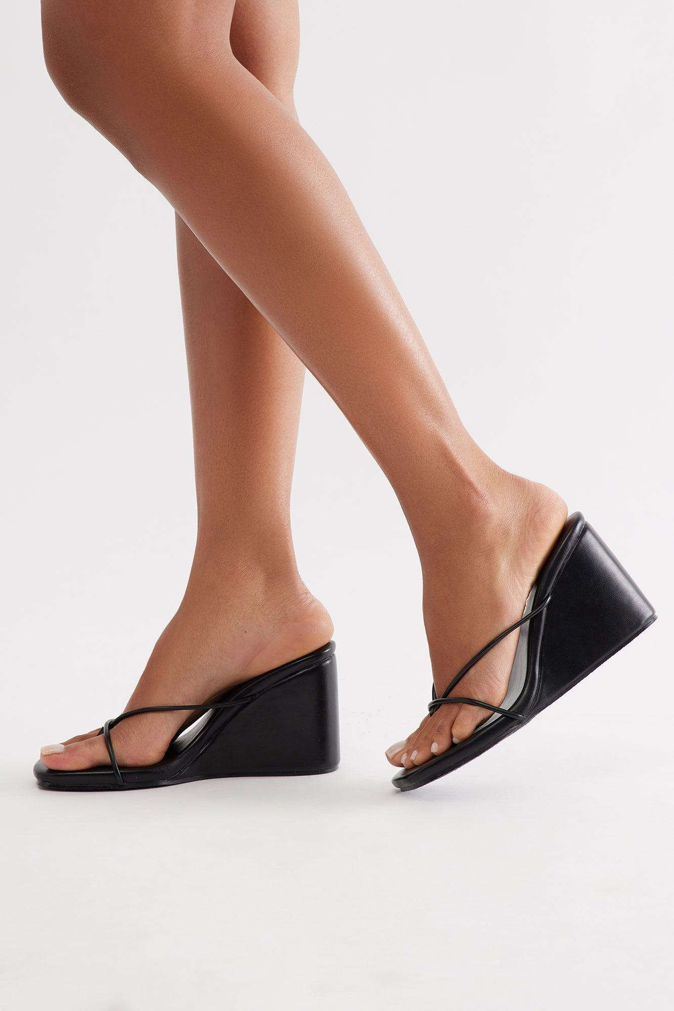 Avi Thong Wedges - Black Female Product Image