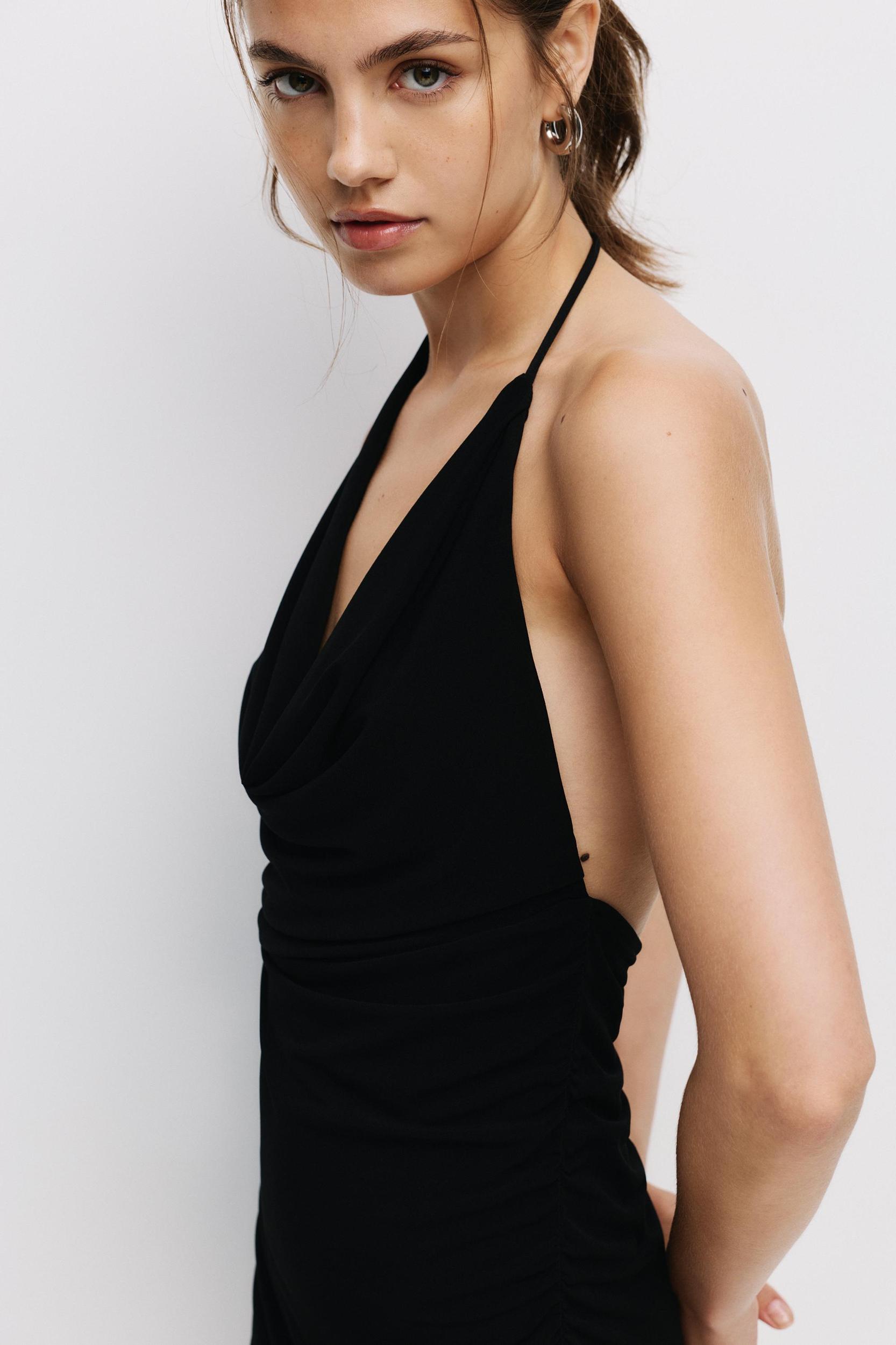 Short draped halter dress Product Image
