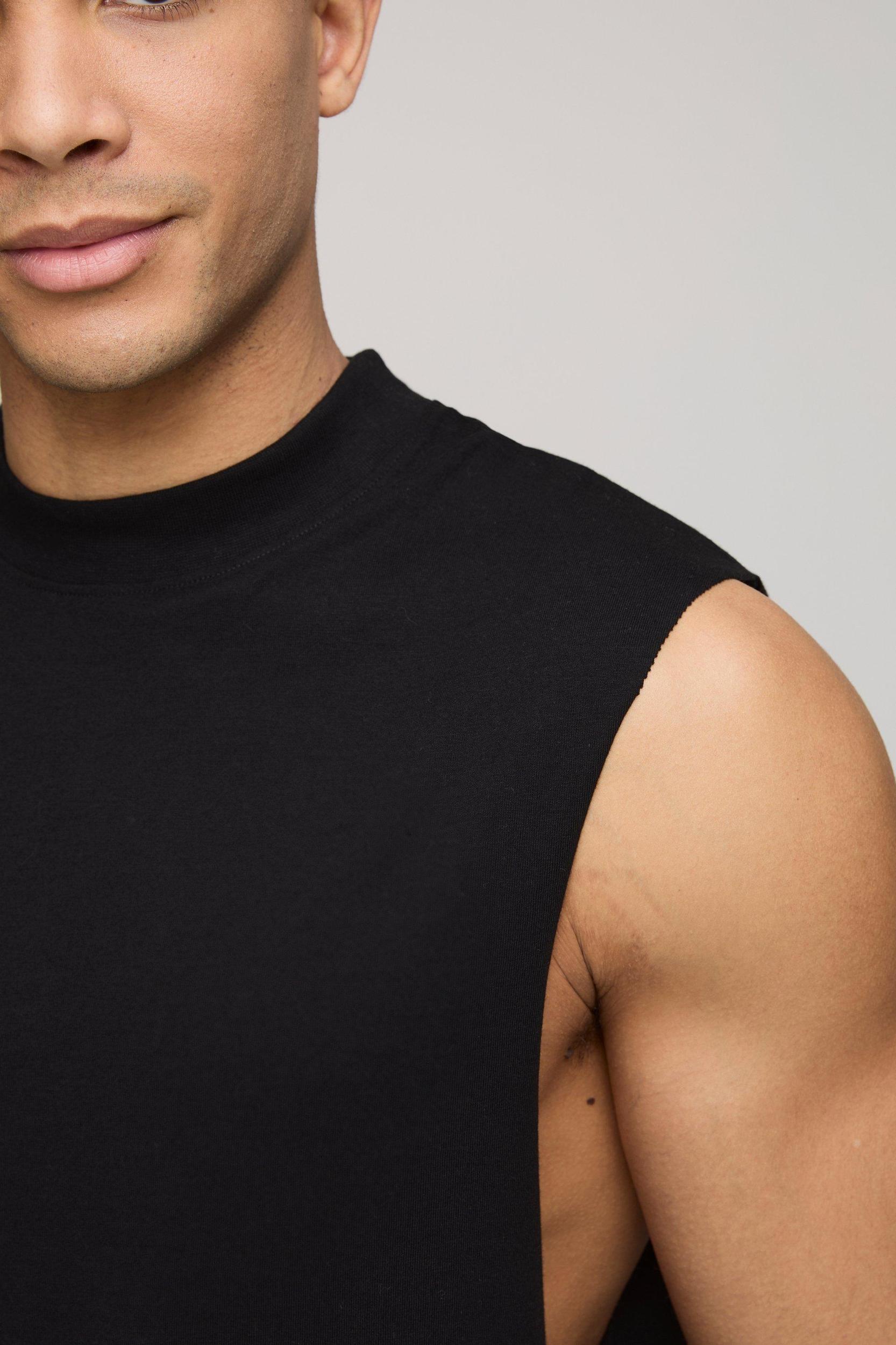 Regular Fit Basic Drop Armhole Extended Neck Tank | boohooMAN USA Product Image