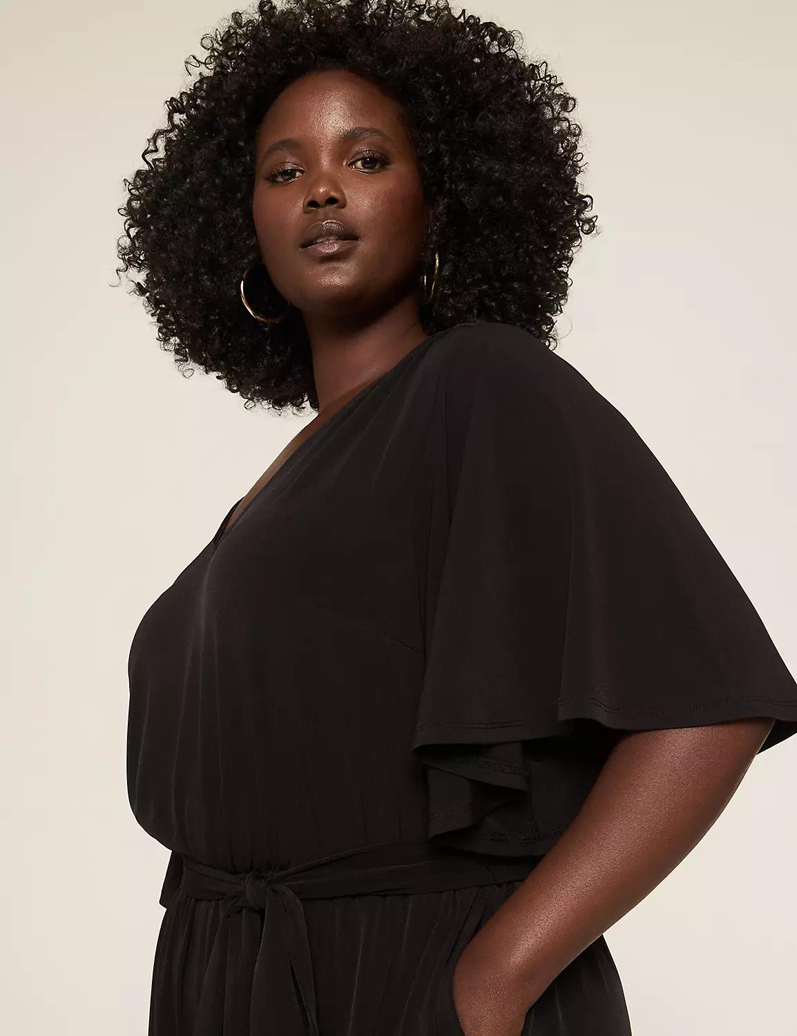 V-Neck Tie-Waist Jersey Jumpsuit Product Image