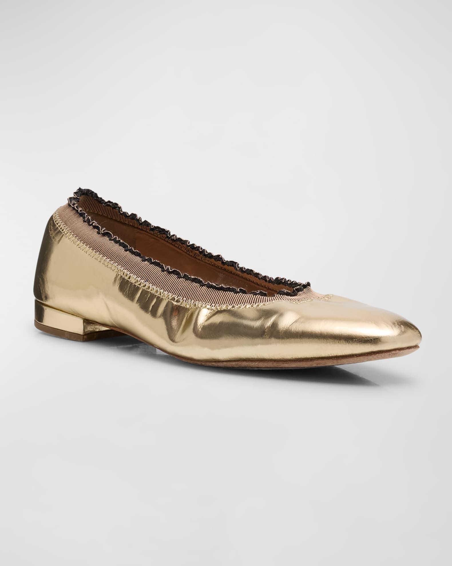 Elise Metallic Ruffle Ballerina Flats Product Image