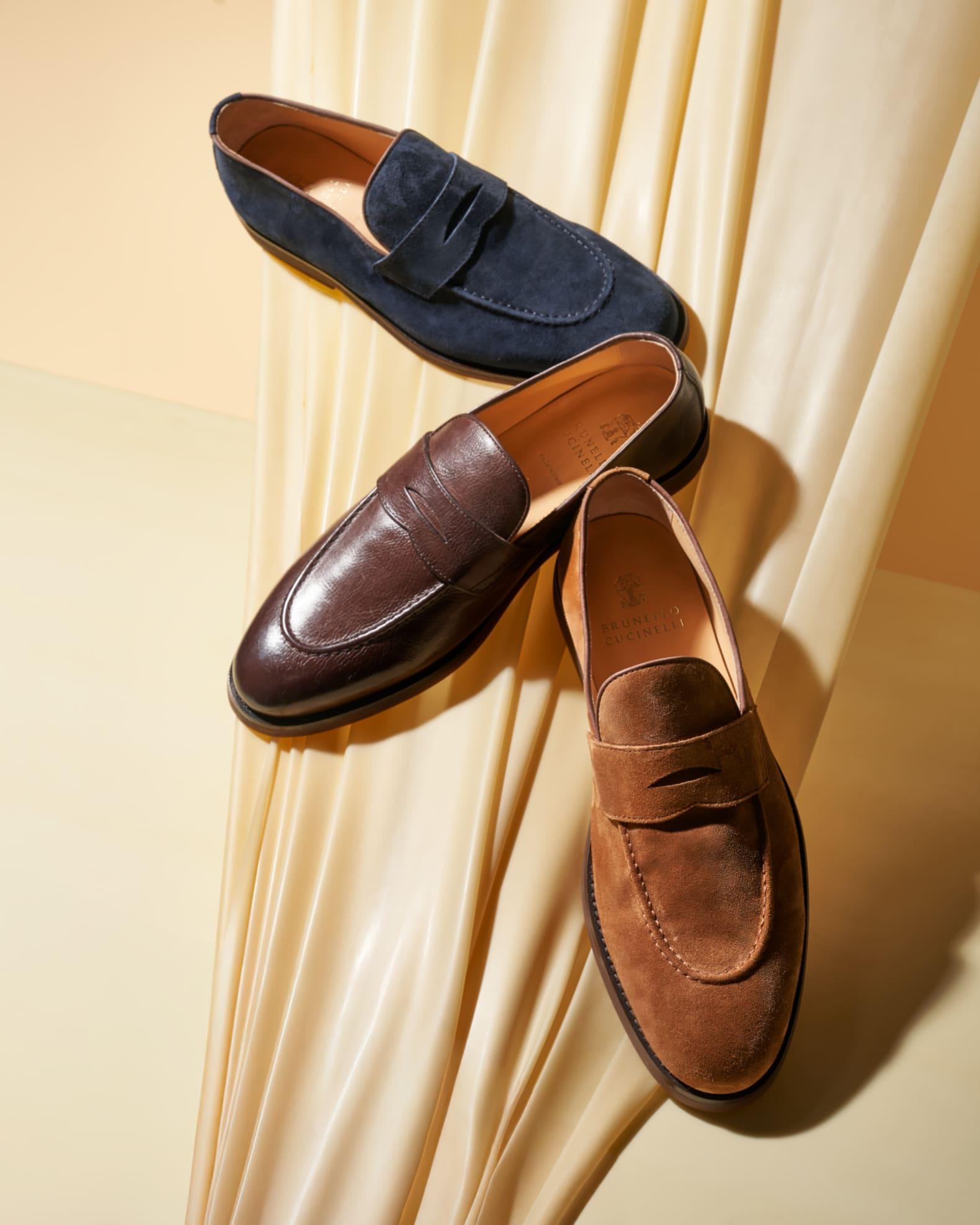 Men's Suede Penny Loafers Product Image