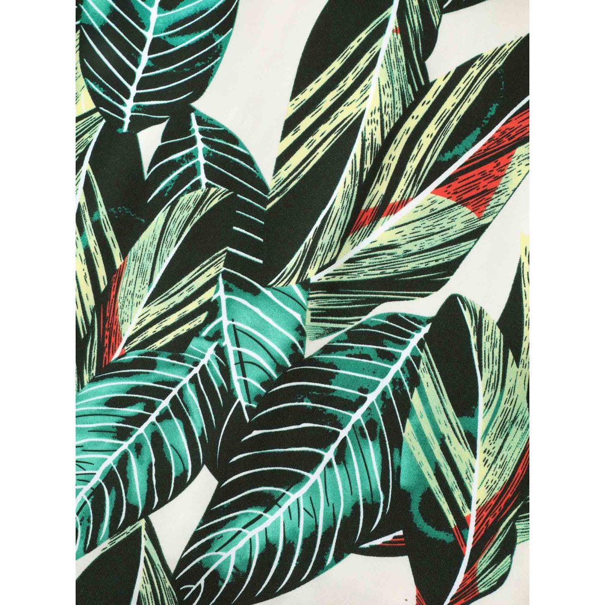 Plus Size Leafy Print Spliced Square Neck Midi Dress Truegreen Women Square Neck Short sleeve Curvy BloomChic 28/5X Product Image