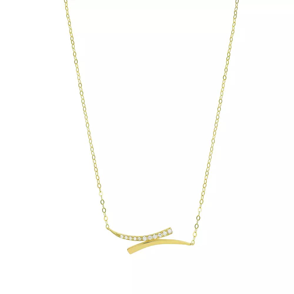Forever Radiant 10k Gold Cubic Zirconia Bypass Bar Necklace, Women's, Size: 18" Product Image