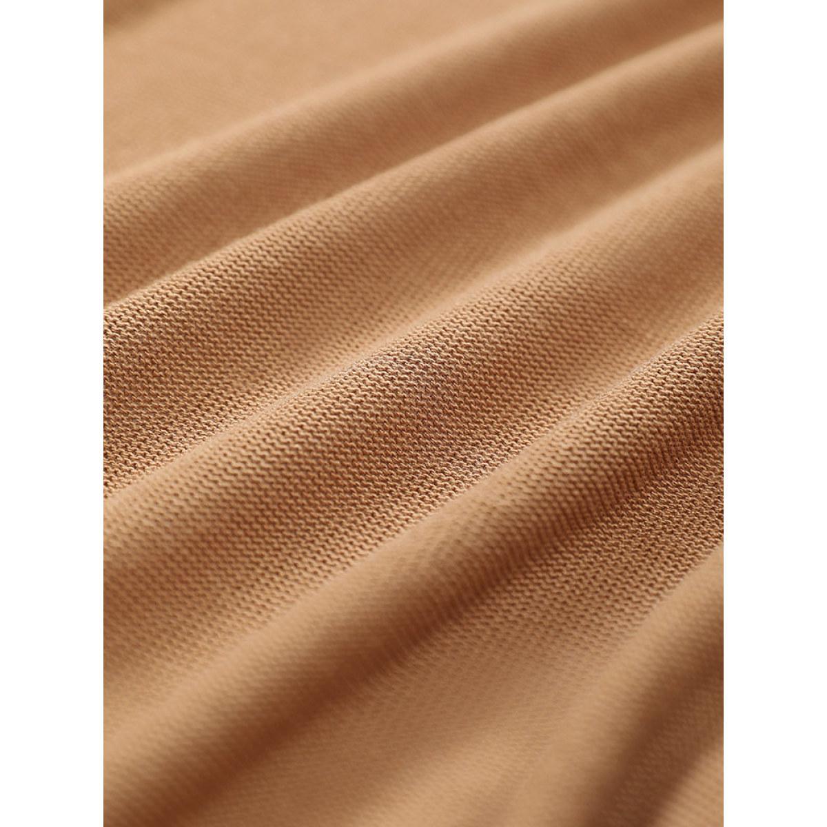 Plus Size Plain Drawstring Bowknot Front Drop Shoulder Cardigan Tan Women Casual Loose Long Sleeve Everyday Cardigans BloomChic 18-20/2X Product Image