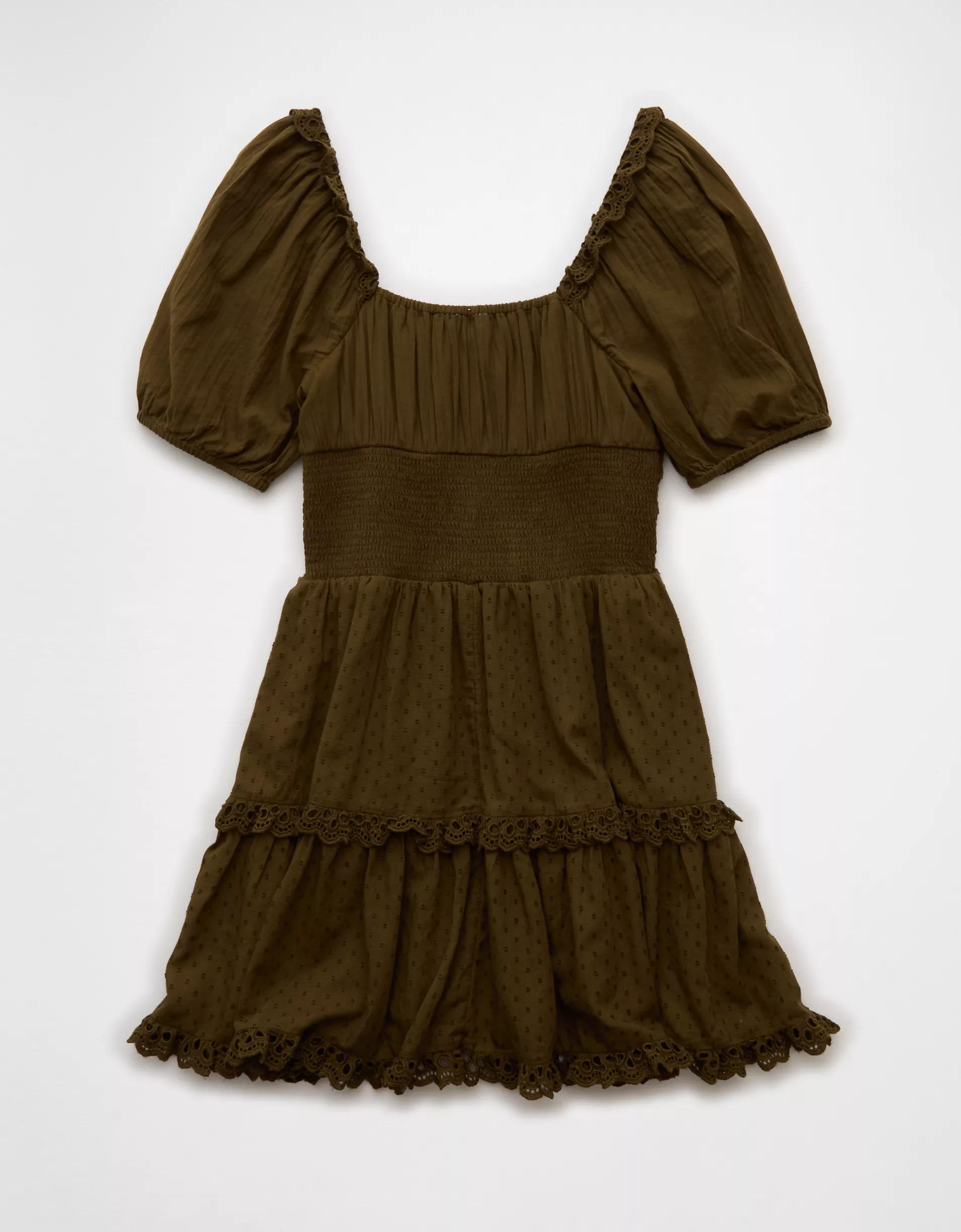AE Puff Sleeve Smocked Tiered Mini Dress Product Image