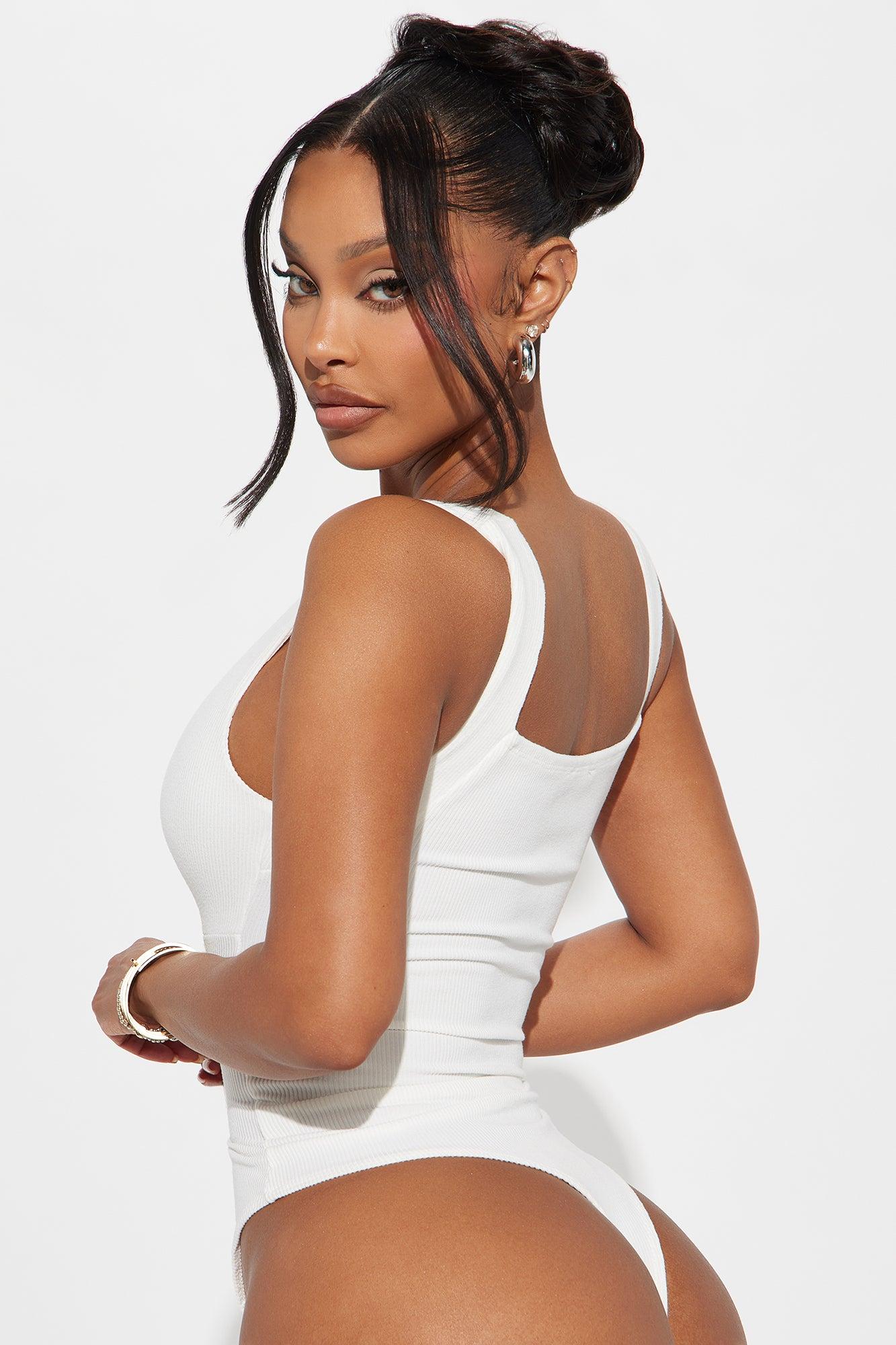 I Don't Mind Babe Ribbed Bodysuit - Off White Product Image