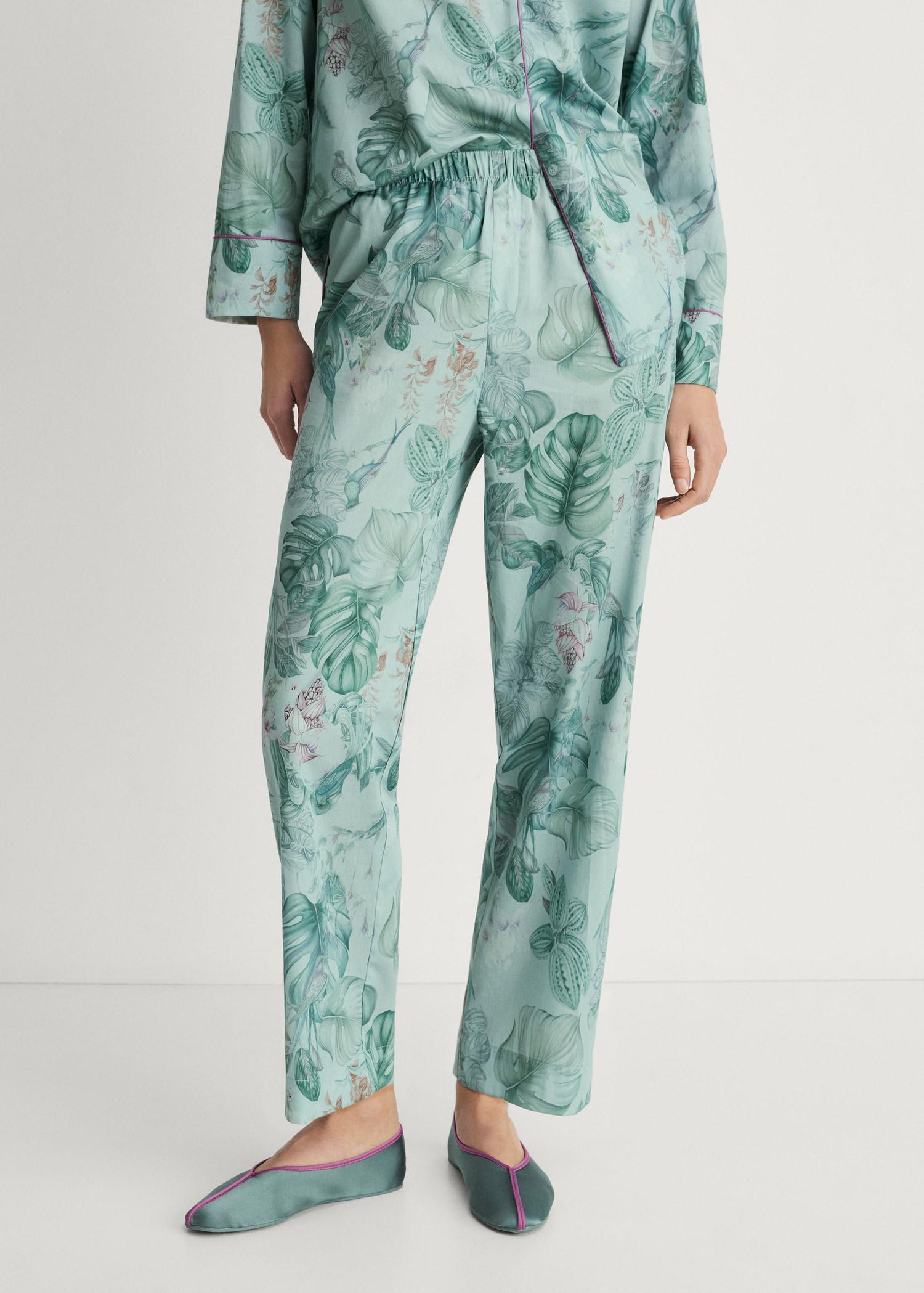 Tropical-print pajama pants - Women | MANGO USA Product Image