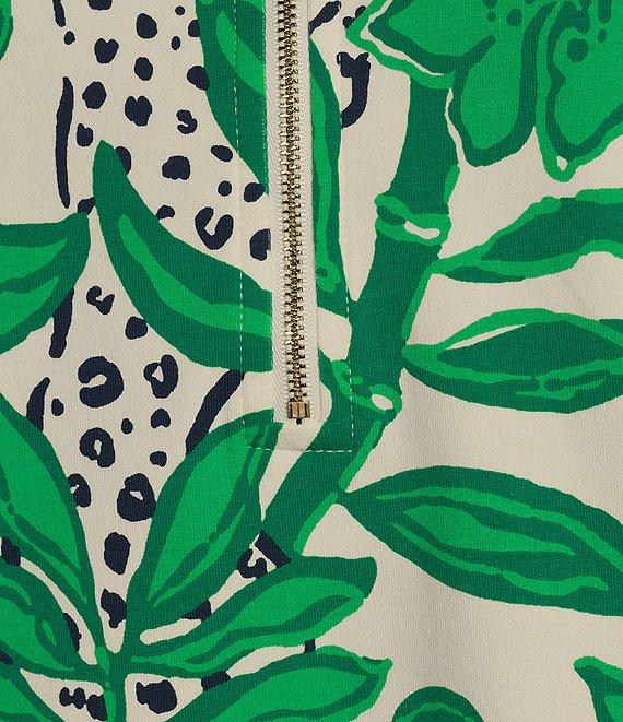 Lilly Pulitzer Eleni Luxe Terry Leaf Print Half Zip Long Sleeve Pullover Product Image