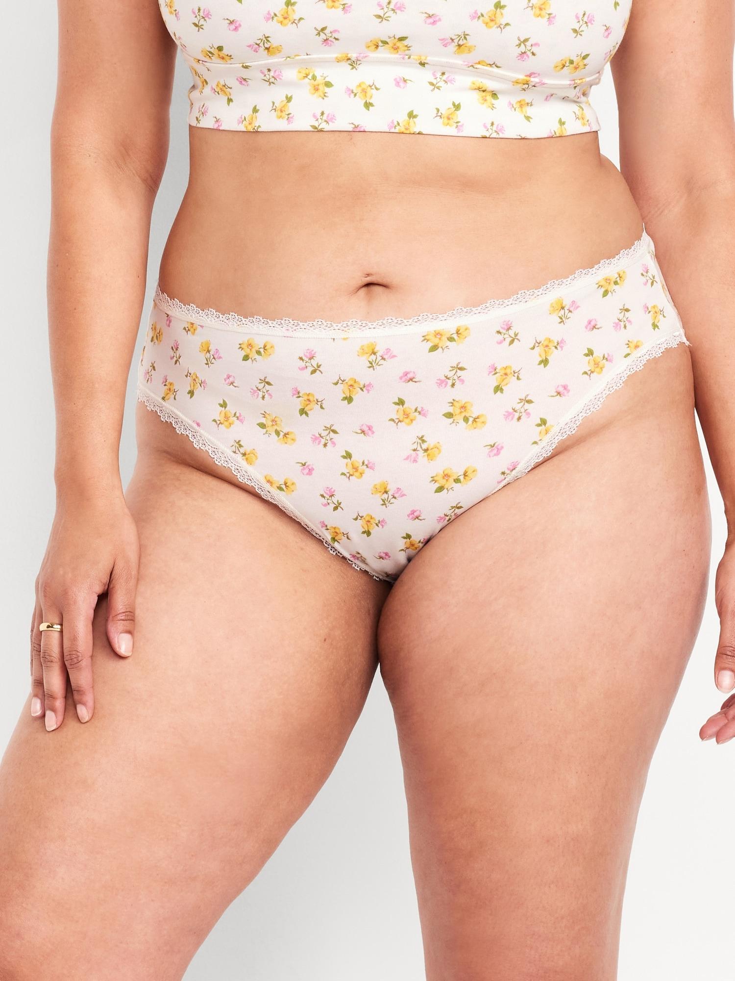 High-Waisted Lace-Trim Bikini Underwear Product Image