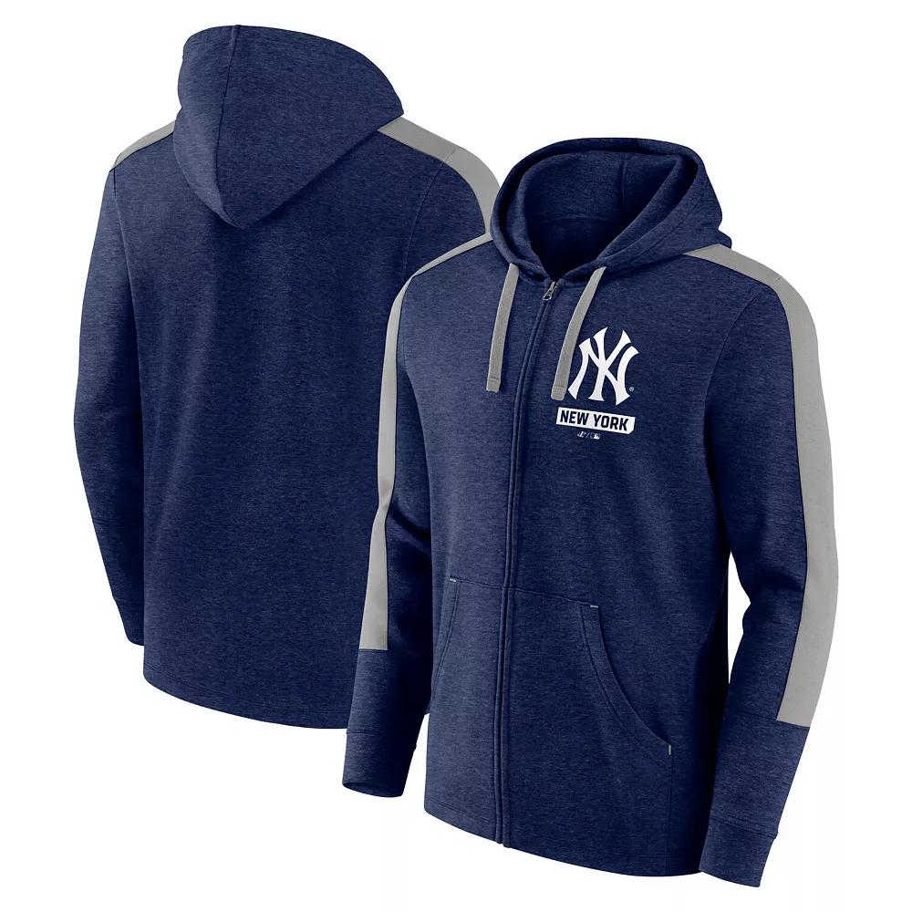 Mens Fanatics Heather New York Yankees Gains Fleece Full-Zip Hoodie Blue Product Image