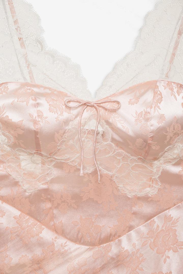 Audrey Jacquard Midi Slip — Peach Product Image