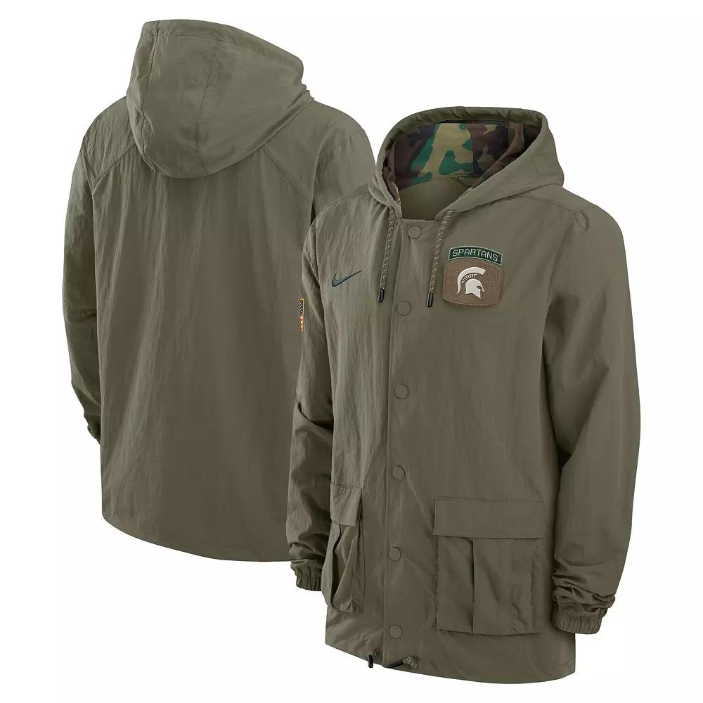 Men's Nike Olive Michigan State Spartans 2024 Military Appreciation Full-Snap Hoodie Military Jacket,  Product Image