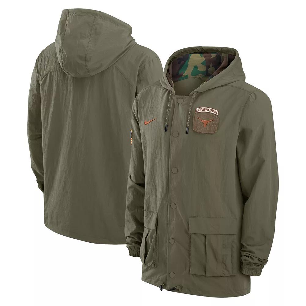 Men's Nike Olive Texas Longhorns 2024 Military Appreciation Full-Snap Hoodie Military Jacket,  Product Image