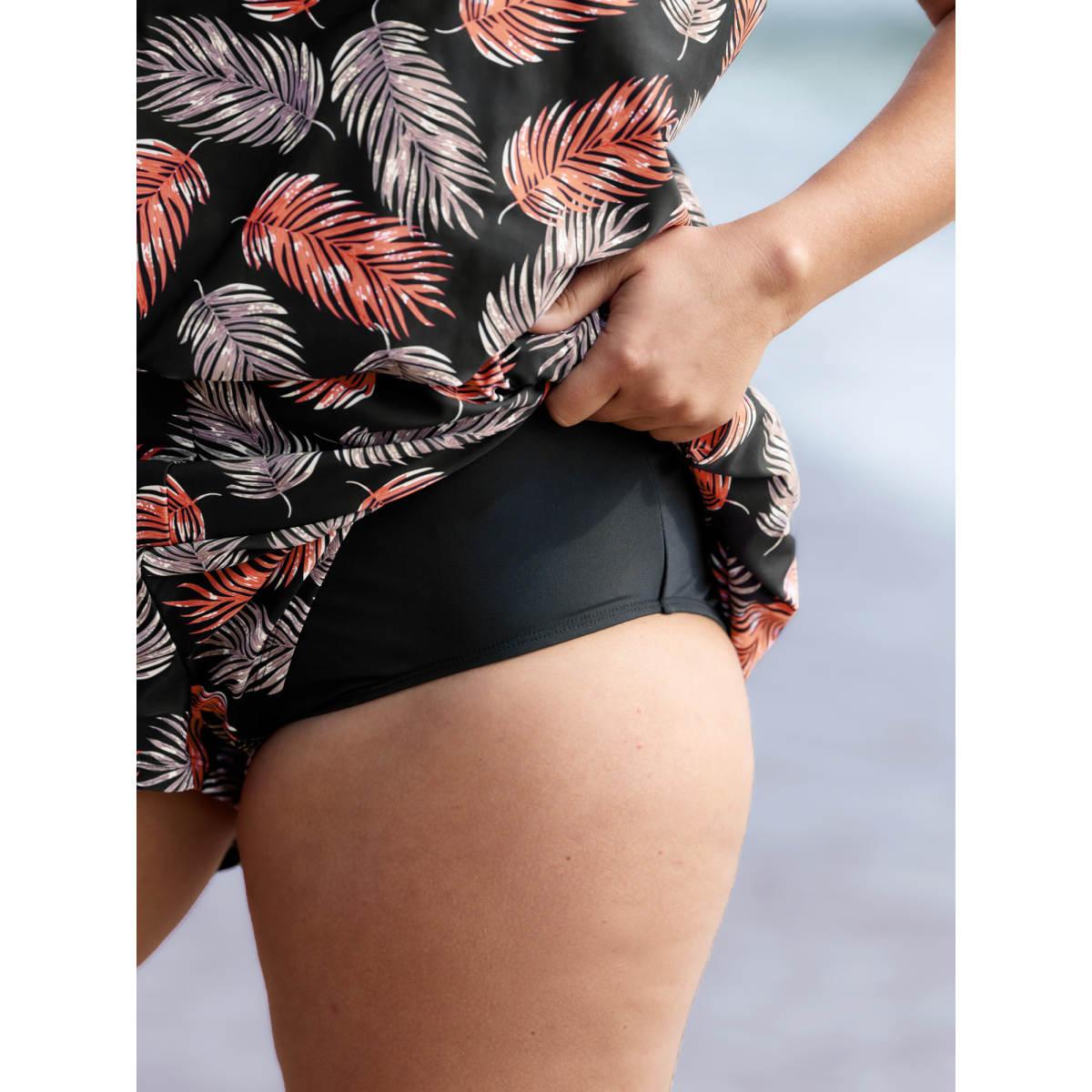 Plus Size Tropical Flower Print Pockets One-Piece Swimsuit Women's Swimwear Coral Resort Gathered Curve Bathing Suits High stretch One Pieces BloomChic 12/L Product Image