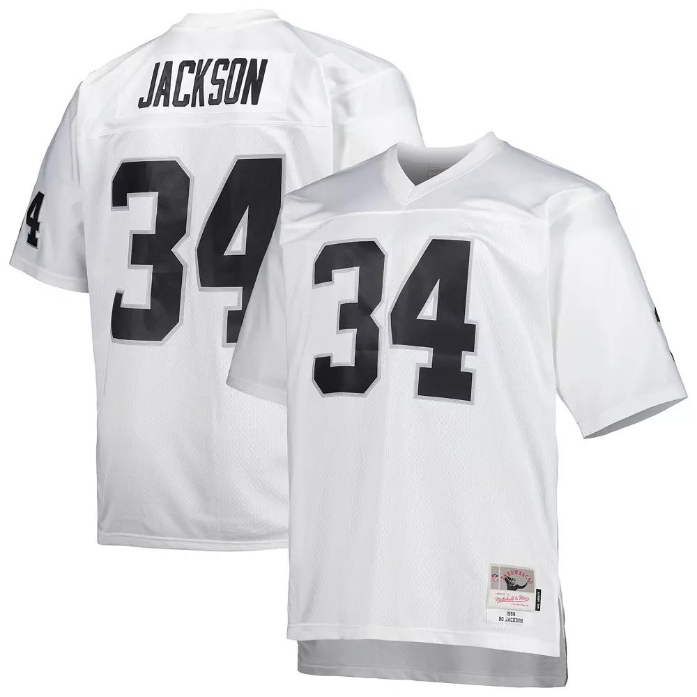 Men's Mitchell & Ness Bo Jackson White Las Vegas Raiders Big & Tall 1988 Retired Player Replica Jersey,  Product Image