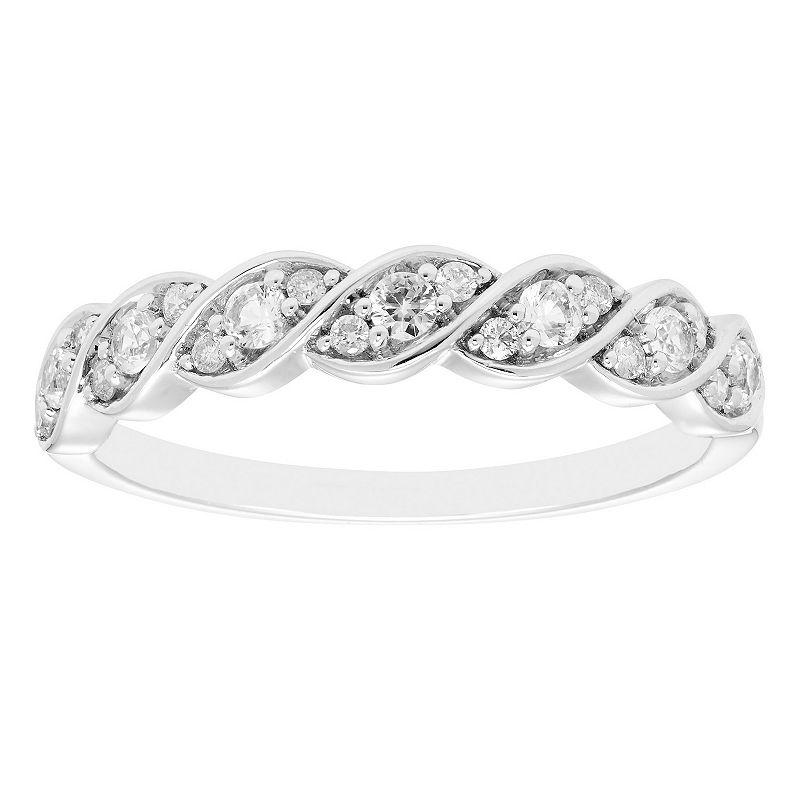 Boston Bay Diamonds Sterling Silver Lab-Created Gemstone & 1/10 Carat T.W. Diamond Twisted Ring, Women's,  Product Image