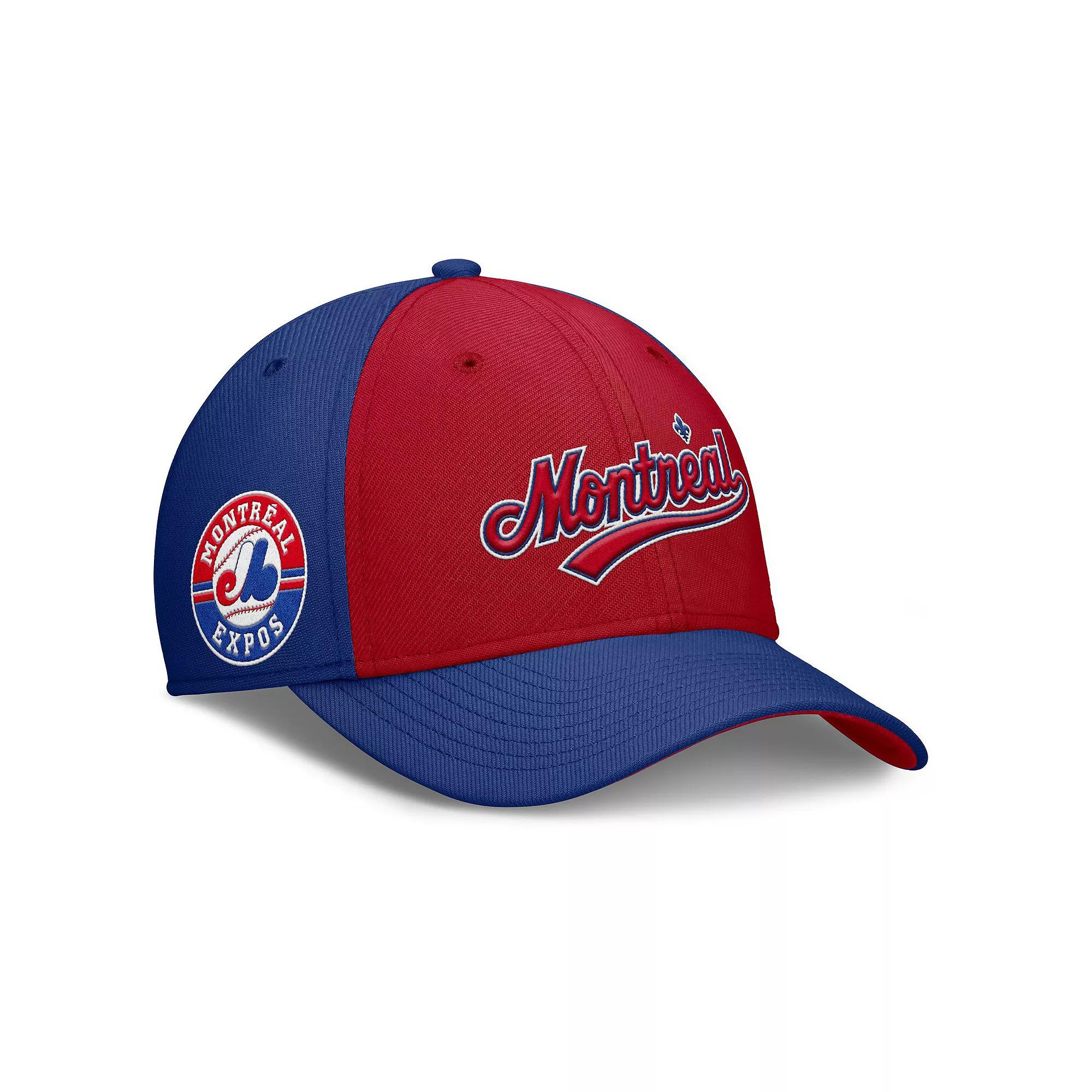 Men's Nike Blue/Red Montreal Expos Rise Swoosh Performance Flex Hat, Size: Medium/Large, Mlb Blue Product Image