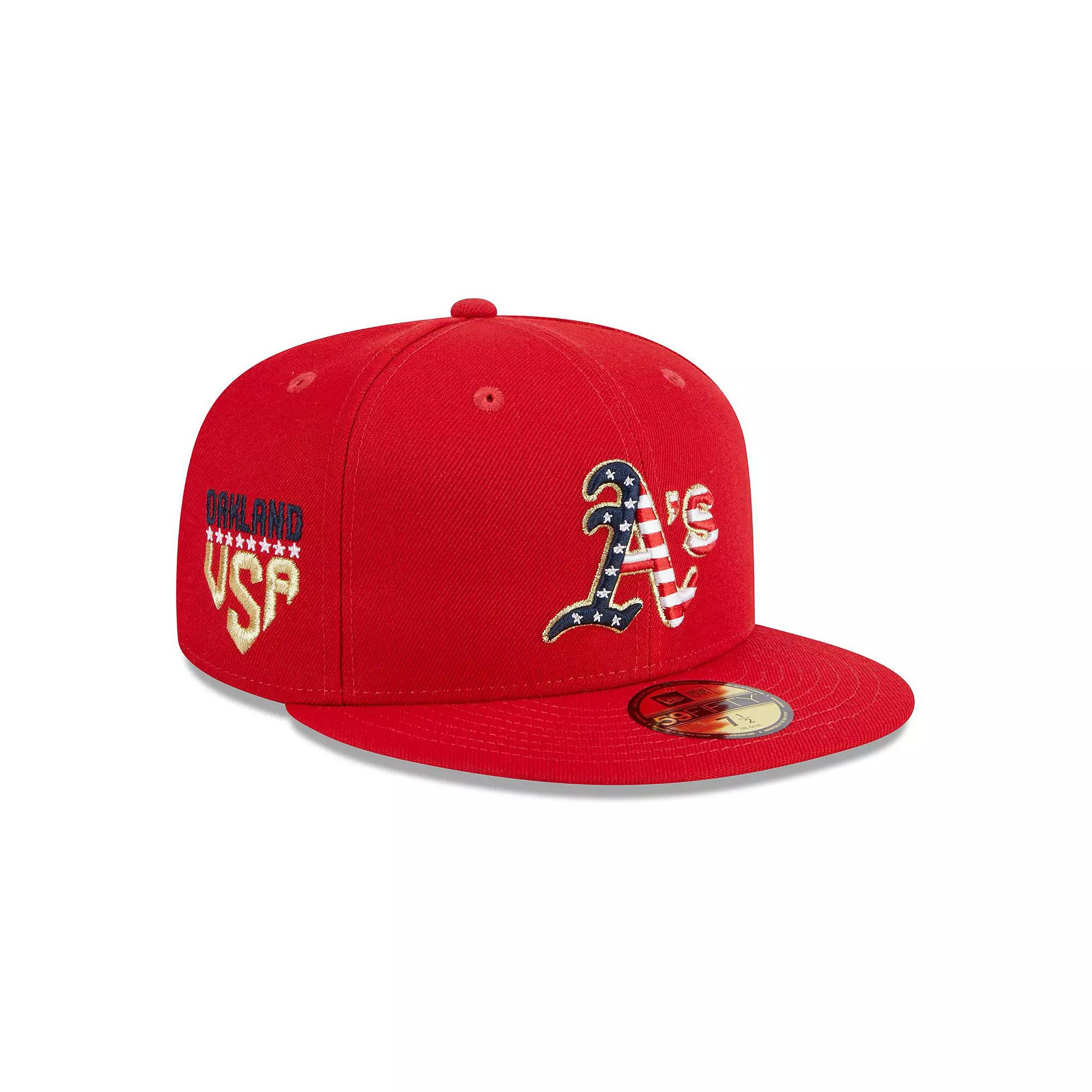 Men's New Era  Red Oakland Athletics 2023 Fourth of July 59FIFTY Fitted Hat, Size: 7 3/8 Product Image