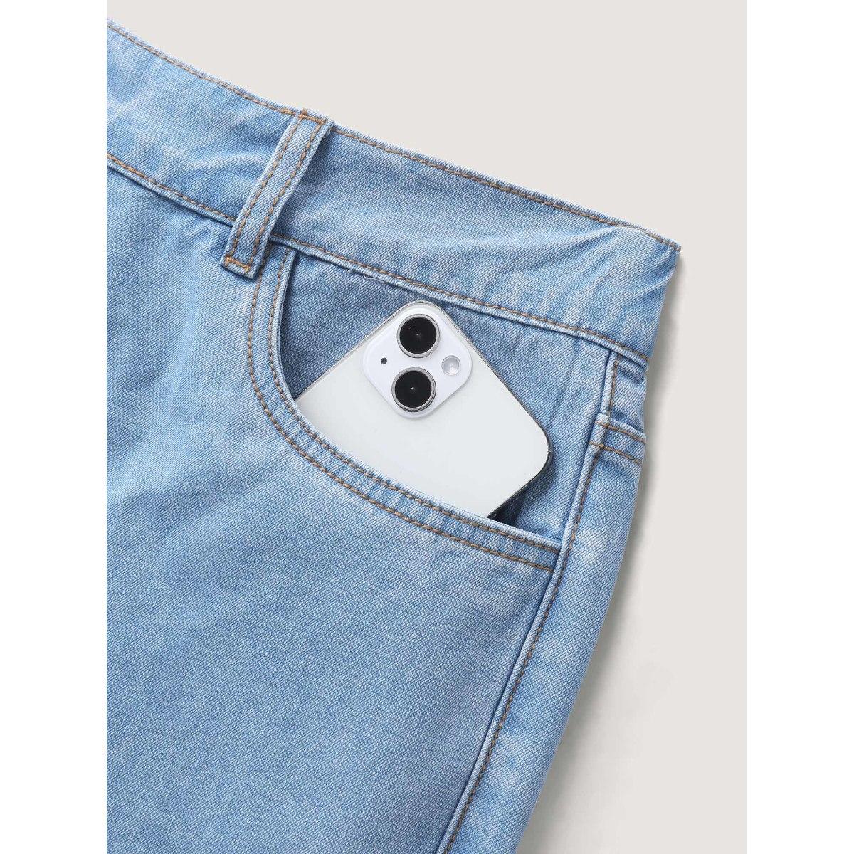 Plus Size Stretchy Waist Flared Hem Jeans Women Bluevintage Leisure Medium stretch Slanted pocket Jeans BloomChic 22/3X Product Image