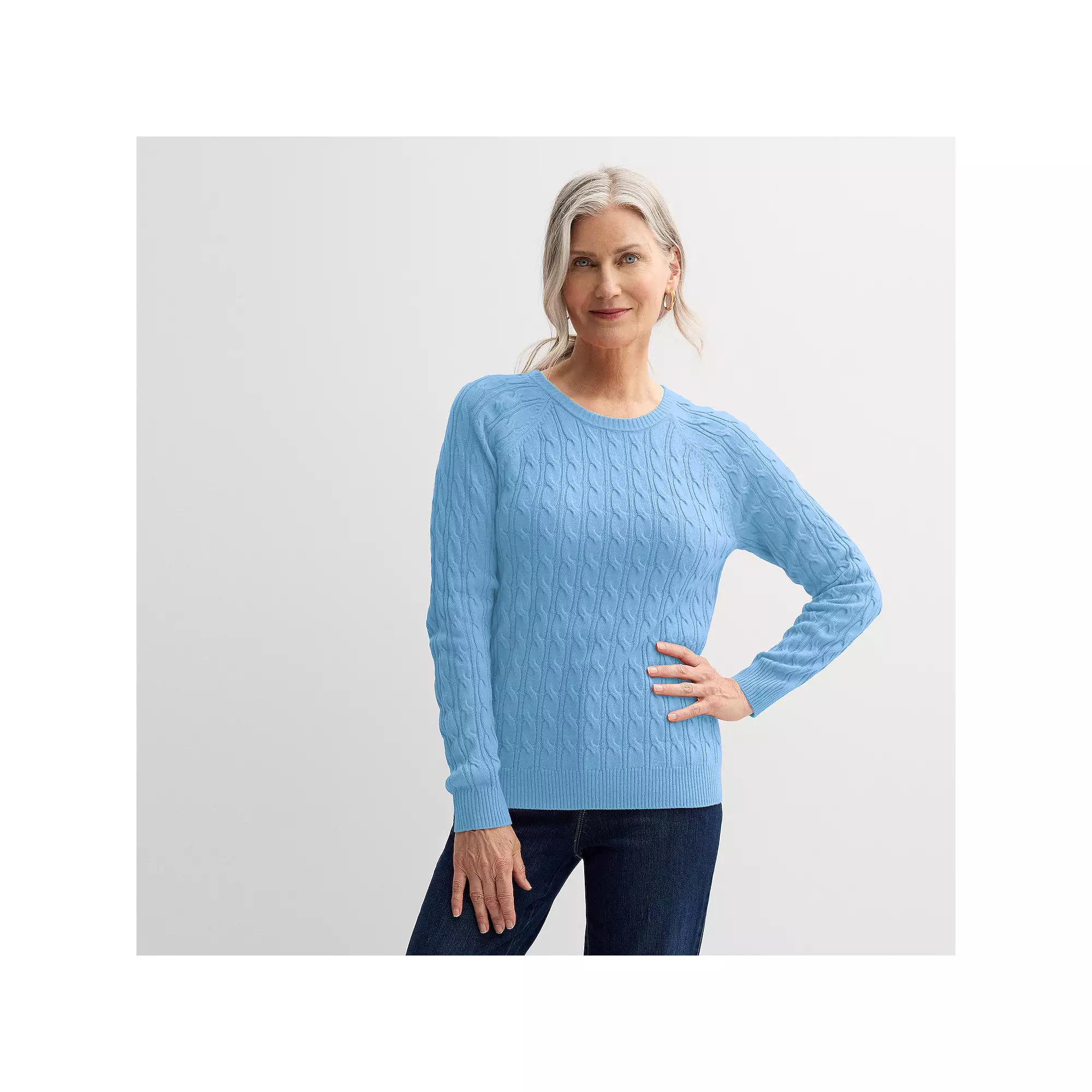 Petite Croft & Barrow® The Extra Soft Cabled Crewneck Sweater, Women's,  Product Image