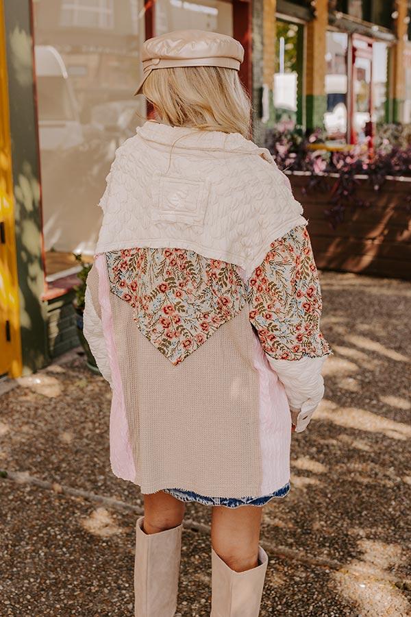 Cozy Mindset Color Block Jacket in Ivory Product Image