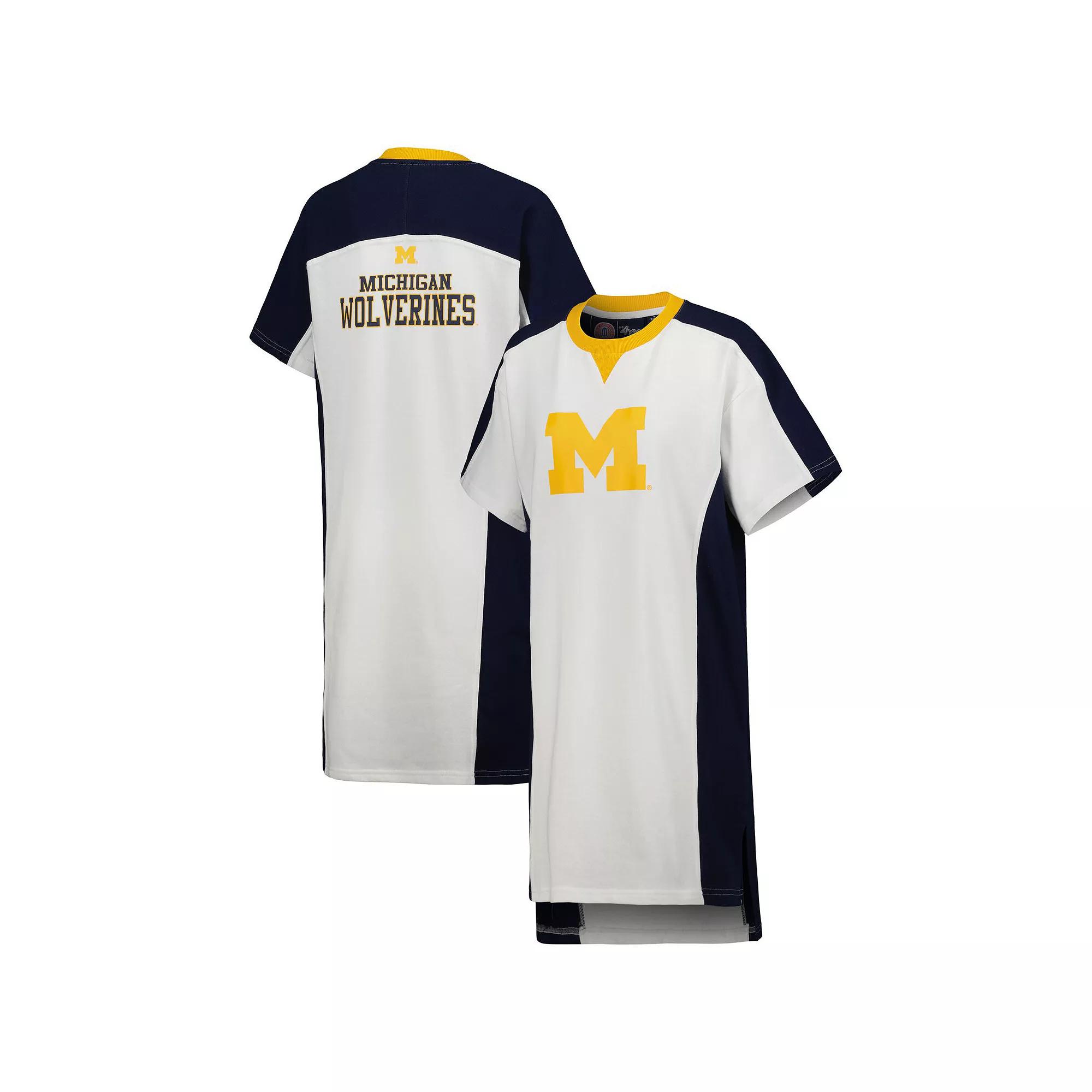 Women's G-III 4Her by Carl Banks White Michigan Wolverines Home Run T-Shirt Dress,  Product Image
