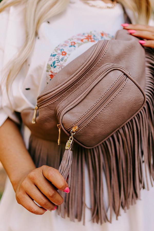 Trip Of My Life Fringe Fanny Pack In Taupe Product Image
