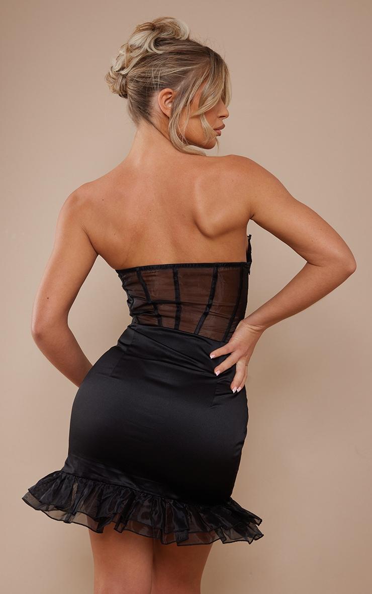 Black Shell Frill Cup Detail Corset Bodycon Dress Product Image