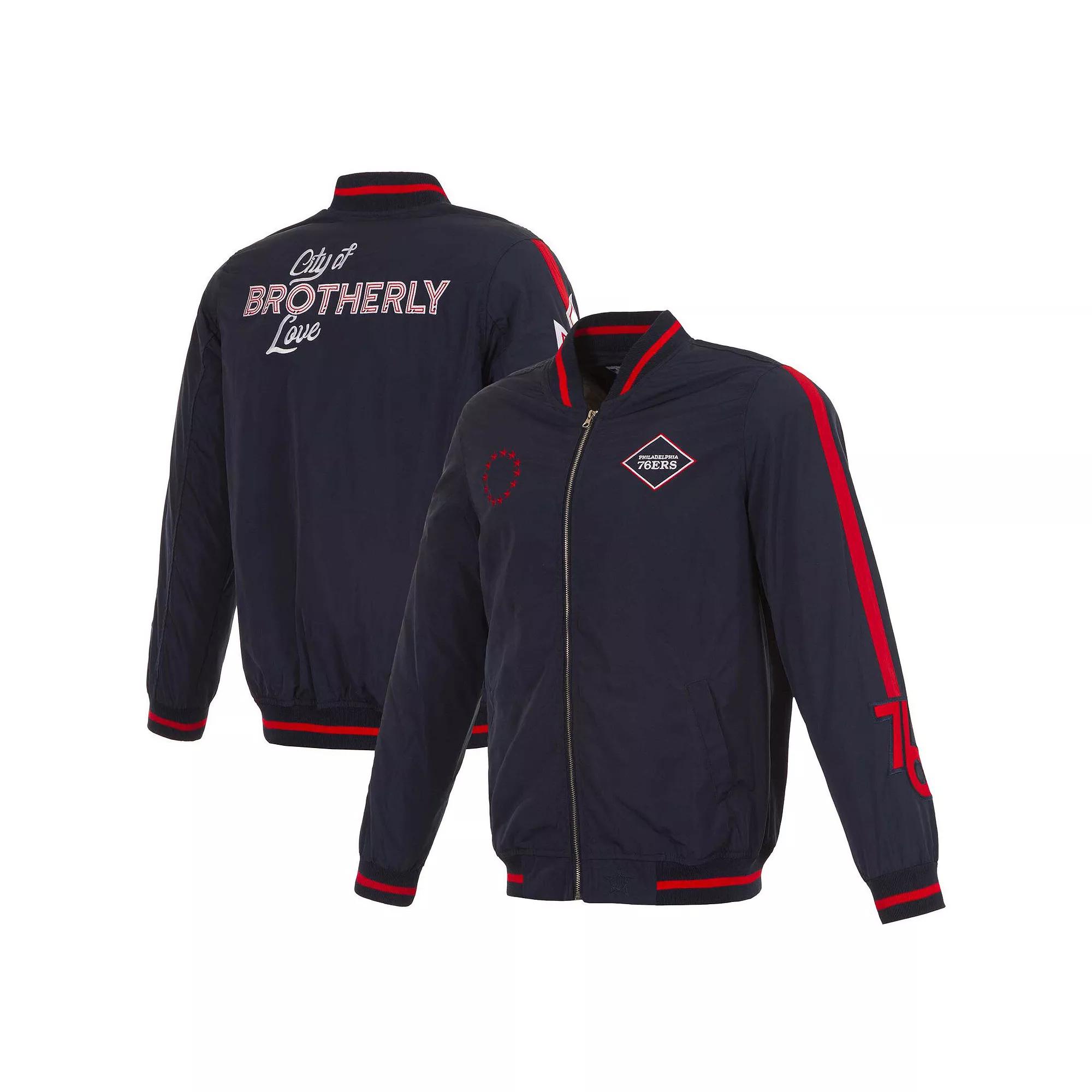Men's JH Design White Philadelphia 76ers 2023/24 City Edition Nylon Full-Zip Bomber Jacket, Size: Medium, 76r Blue Product Image