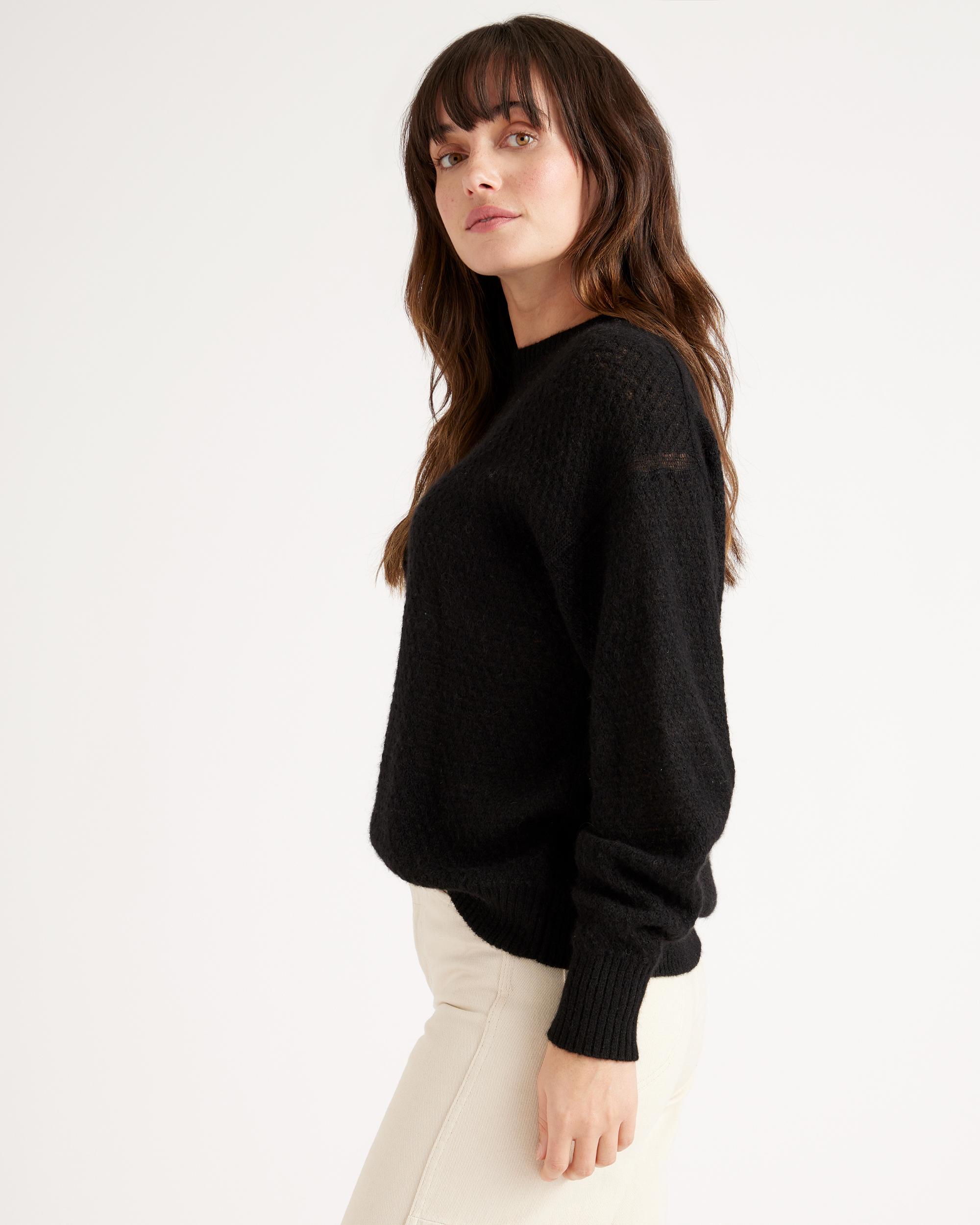 Quince | Women's Baby Alpaca-Wool Diamond Stitch Crew Neck Alpaca Sweater Size XL Product Image